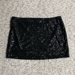 Black Sequin Mini Skirt